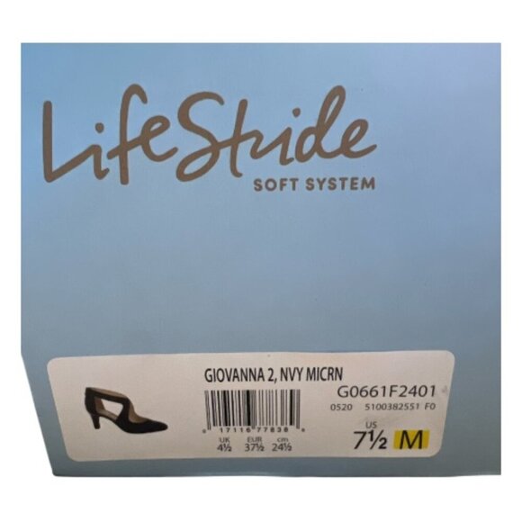 Women's Life Stride Giovanna Navy Blue Heels Pumps Almond Toe Comfort Size 7.5 - Picture 3 of 9